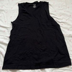 Sleeveless v neck black top